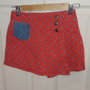 Vintage Denim Skort Red with Blue White Stars 12